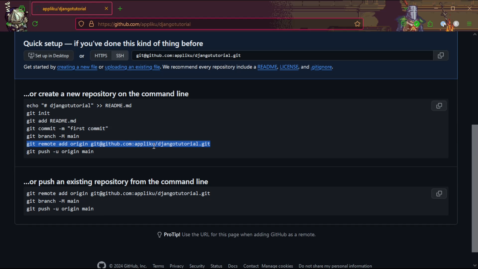 Copy remote add command