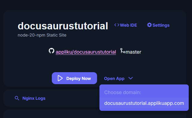 Open docusaurus site in browser