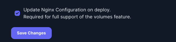 Update Nginx checkbox